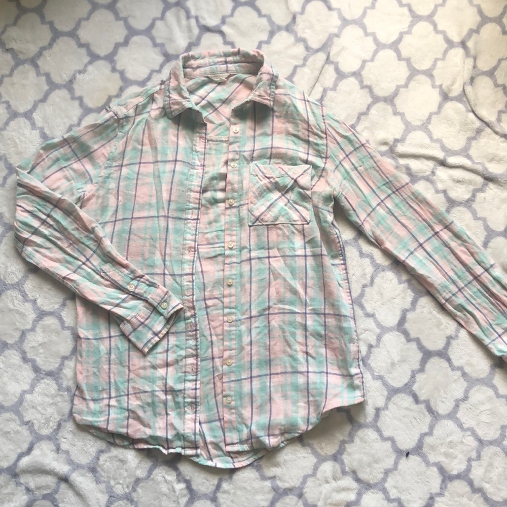 Aqua and pink AEROPOSTALE flannel